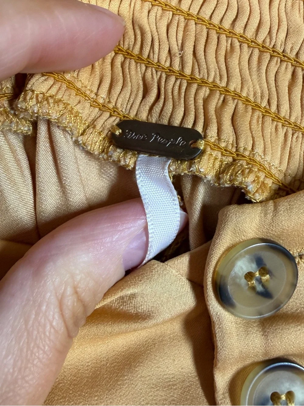 Free People‎ Yellow High Rise Pleated Satin Baggy Shorts